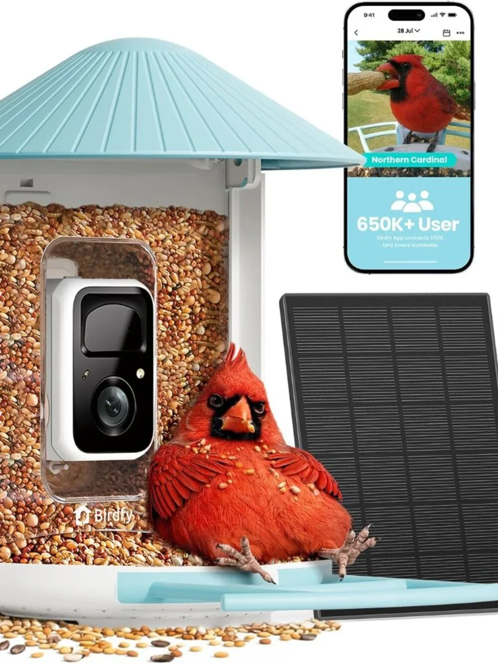 NETVUE by Birdfy Smart Bird Feeder 2K HD AI Camera Solar Power Wireless Live Str